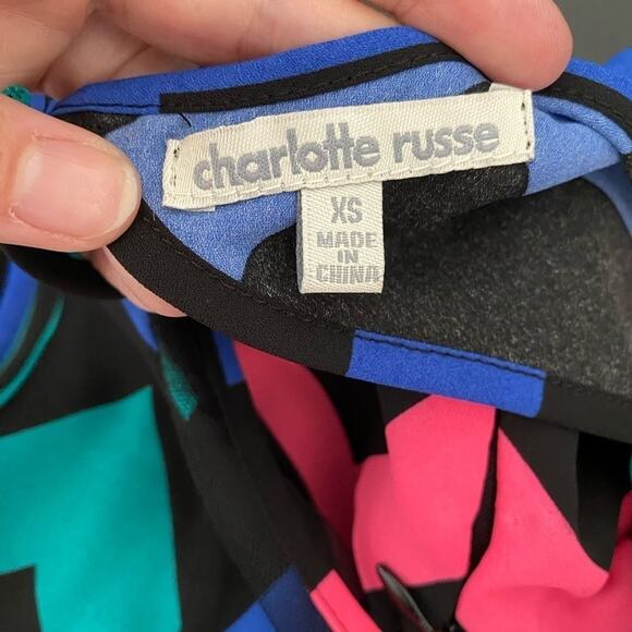 Charlotte Russe Womens XS Whimsigoth Colorful Zig Zag Stripe Cut Out Mesh Romper - Picture 7 of 7